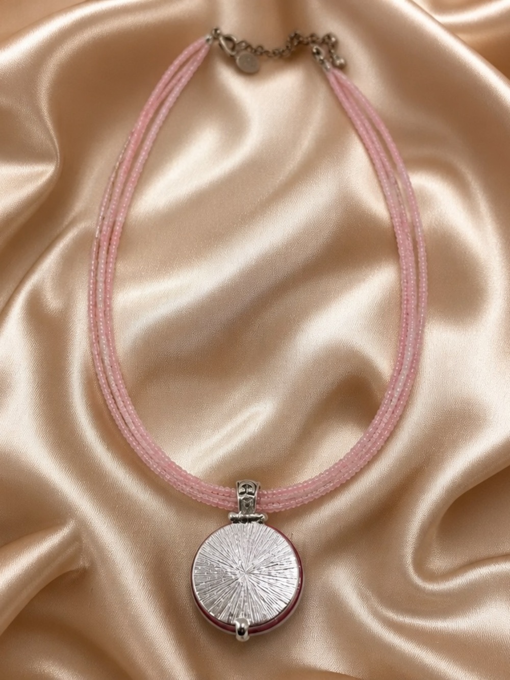 2006 Premier Designs "Katrina" Pink Cat’s Eye Pendant Multi Strand Beads - Picture 7 of 10